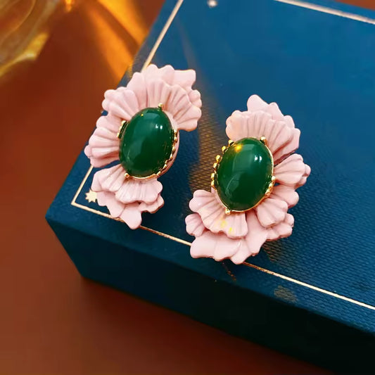 Boucles d'oreilles pendantes géométriques fleuries